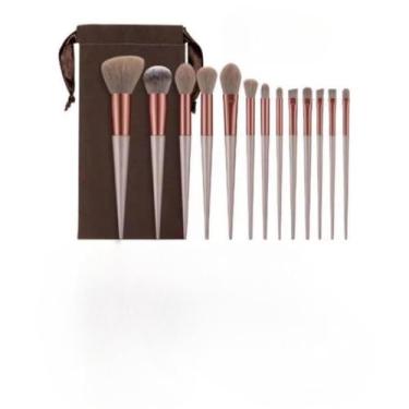 Imagem de Pincel Kit, Kit de Pincel 13 E 2 Esponjas E 1 Kit Esponja de Pó Diamante Cor Aleatório, Adequado para Uma Variedade de Designs de Maquiagem(COR aleatório)