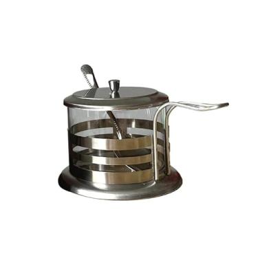 Imagem de Acucareiro de Vidro com Tampa Inox e Colher 200ml Elegante e Resistente