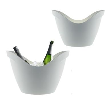 Imagem de Champanheira Acrílico 8l Luxo Resistente Kit 2 Peças (BRANCO)