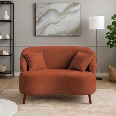 Imagem de Sofá Orgânico Curvo 2 Lugares Feijão Bouclé TerraCota
