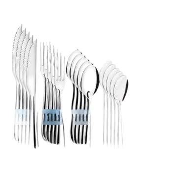 Imagem de Jogo de Talheres 48 Peças Faqueiro Aço Inox 12 Faca 12 Garfo 12 Colheres e 12 Colheres de Sobremesa(48 UNIDADES DE TALHERES)