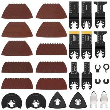 Imagem de RWWPJLLWHR Conjunto de 118 peças de lâminas de serra oscilantes de aço de alto carbono, lâmina multiferramenta oscilante, lâminas de serra universais, semicírculos e retas, multifuncionais, lâminas de