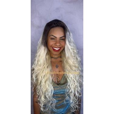 Imagem de Peruca Lace Front Fibra Biovegetal Athena Loira 65 cm com Ajuste e Cal