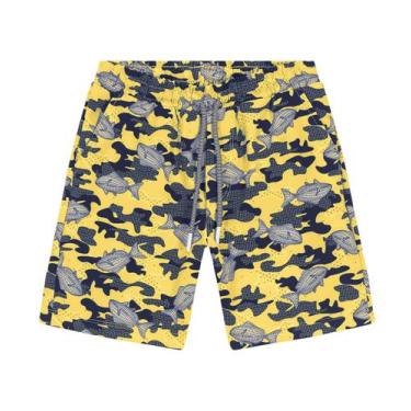 Imagem de Bermuda Infantil Estampa De Peixes Trick Nick Amarelo, 4, Amarelo