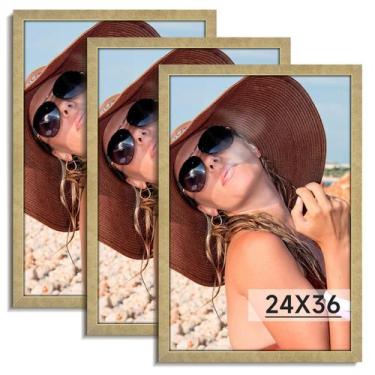 Imagem de Porta-retratos Hliwegns 61x91 cm dourado, conjunto de 3 acrílico
