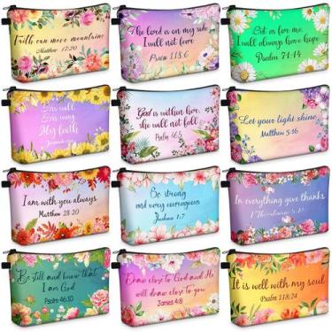 Imagem de Bolsa de cosméticos Chunful 22x12x4 cm Inspirational Bible Verse 12 un