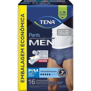 Imagem de Tena Pants Men, Cueca Descartável para Incontinência Urinária, Azul Marinho, P/M - 16 unidades