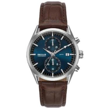Imagem de Relógio Seculus Cronógrafo 77307G0SVNC1 Vidro Abaulado Couro Prata-Masculino