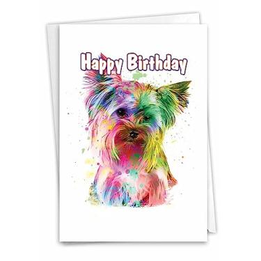 Imagem de The Best Card Company Funky Rainbow Dogs - Cartão de aniversário com envelope (4,63 x 6,75 polegadas) - Terrier colorido C7162ABDG