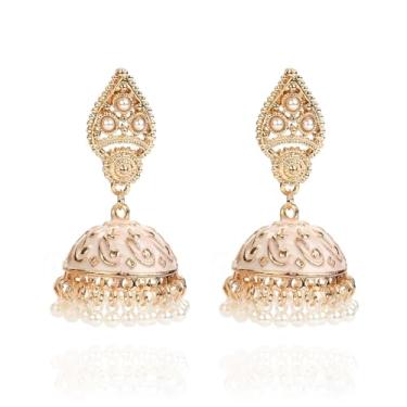 Imagem de Brincos indianos femininos boho bola lustre borla declaração brincos pendentes casamento noiva joias presentes ternos indianos vestidos roupas, Metal, Sem pedra preciosa