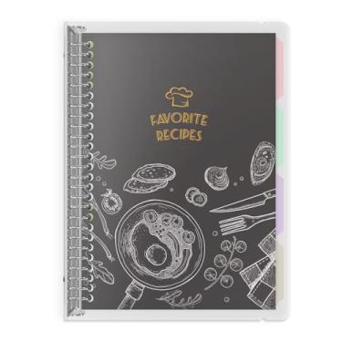 Imagem de LuBudingJoy Livro de receitas em branco para escrever em suas próprias receitas, livro de receitas de família removível de 21,6 x 28 cm com divisórias, diário de receitas contém 140 receitas (preto)