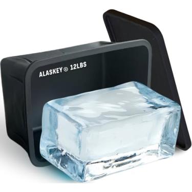 Imagem de Alaskey Molde gigante de bloco de gelo de 5,4 kg com tampa (individual) | Crie tijolos de gelo perfeitos | Molde de silicone profissional para criar cubos de gelo extragrande, ideal para banhos de