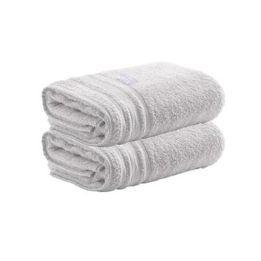 Imagem de Kit 2 Toalhas de Banho Avere 100% Algodão, Fio Penteado, 80x150cm, 500g/m², Alta Absorção e Maciez, Encorpadas e Duráveis, Design Sofisticado, Ideal para Enxoval e Presente - Altihaus (Branco)