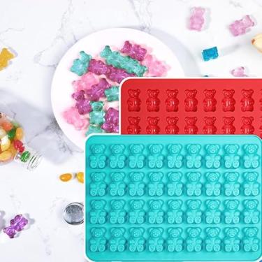Imagem de Moldes grandes de ursinho de goma com mais de 3 ml, pacote com 2 moldes de bala de silicone em forma de urso de 36 cavidades, fáceis de liberar, perfeitos para gomas, doces, decorações de bolo