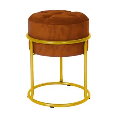Imagem de Puff Argola Banqueta Ferro Estofada Penteadeira Decoração Quarto Sala Bancada Cadeira Moderno Pufe(Cobre/Dourado)