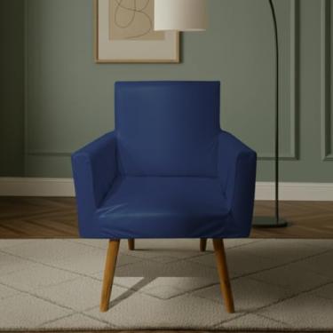 Imagem de Capa Para Poltrona Nina Decorativa Sala Escritorio Quarto Em Malha Gel Liso (Azul marinho)
