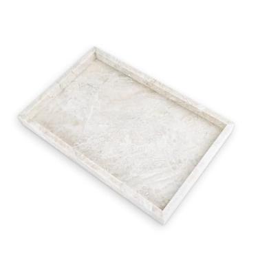 Imagem de Yew & Tulip Bandeja de mármore natural, bandeja de servir de pedra luxuosa com texturas bege para banheiro, cozinha, penteadeira, decoração de casa, casamento, etc. (30,5 x 20,3 x 3 cm)