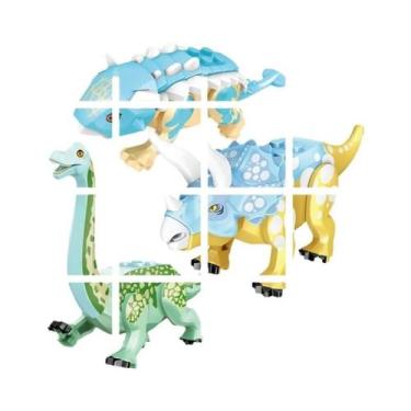 Imagem de Blocos De Montar De Dinossauros Jurássicos: Velociraptor, Triceratops,