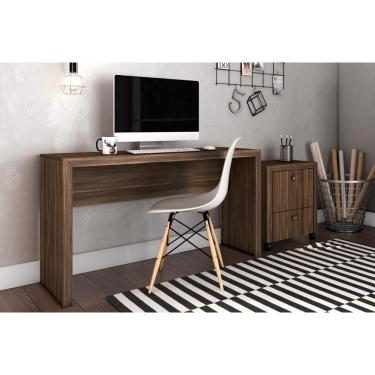 Imagem de Escritório Completo 1 Mesa De Computador Me4135 + 1 Gaveteiro Me4112 2 Peças Nogal