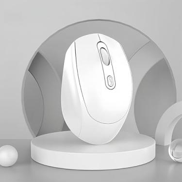 Imagem de Mouse sem fio, 2,4 GHz com receptor USB, mouse silencioso compacto, 4 botões, 3 DPI ajustáveis, contorno Gri pequeno portátil para laptops e computadores, branco