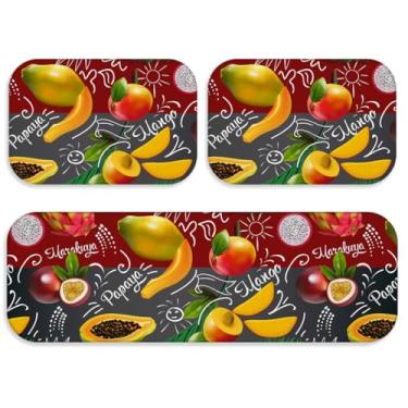 Imagem de Kit 3 Tapetes para Cozinha Moderno Antiderrapante - Passadeira + 2 Tapetes Decorativos Jogo de Cozinha (TPCOZ1227)