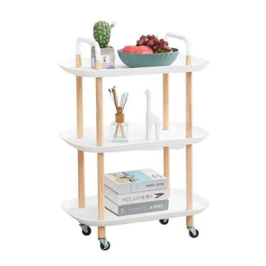 Imagem de Carrinho Organizador Branco Vertical Multiuso 3 Prateleiras