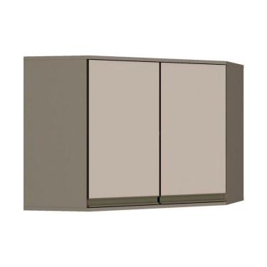 Imagem de Armário Aéreo p/ Cozinha  Canto Oblíquo Connect 2 Portas 80cm Duna/Cristal - Henn