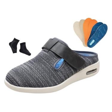 Imagem de Chinelos Confortáveis ​​para Homem Atividades Ao Ar Livre Ajustáveis Para Artrite Edema Respiráveis ​​diabéticos, Calçado Ortopédico Caminhada Ajuste Largo Diabéticos, Para Idosos(Dark gray,45 EU)