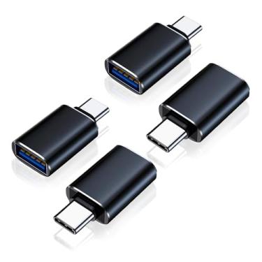 Imagem de Fenzer Pacote de 4 adaptadores USB C para USB, USB 3.0 fêmea para Thunderbolt 4/3, compatível com MacBook Pro Air 2024 | 2025, Surface, iPad, iPhone, Galaxy Notebook, XPS e mais dispositivos tipo C