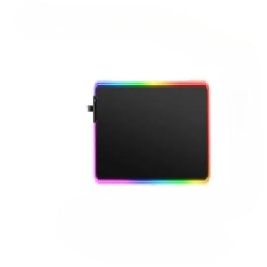 Imagem de Mouse Pad Gamer Grande Preto, Mapa Mundo Borda Costurada Antiderrapante com Led Ou sem Led(70x35cm)(Preto com LED Mini)