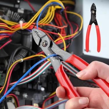 Imagem de Ferramenta de descascador de fios 4 em 1, cortador de fios, ferramenta de crimpagem de fios, alicate eletricista multifuncional para fixação, decapagem, corte, crimpagem, 12-20 AWG, vermelho