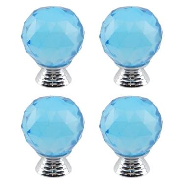 Imagem de Dahszhi 4 peças diamante esférico 1,18"/30 mm puxador de cristal puxador de armário gavetas armário cômoda estante guarda-roupa, azul lago