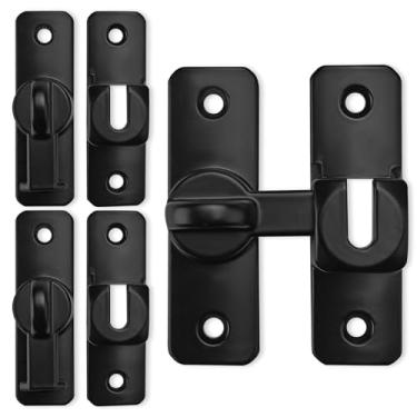 Imagem de Bagentry Fechadura de porta deslizante de celeiro de 90/180 graus com parafusos, trava de porta de liga de alumínio, ferragens de trava de segurança aprimorada para armário de cerca de madeira (preto)