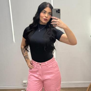 Imagem de Blusa Cacharrel Feminina Básica Gola Alta Manga Curta Conforto - Cacha