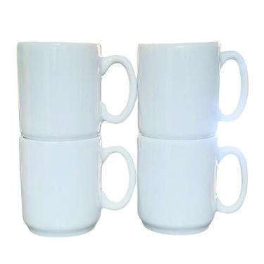 Imagem de Jogo de 4 Canecas de Porcelana Branca 150ml - Kit Elegante - Antilope 