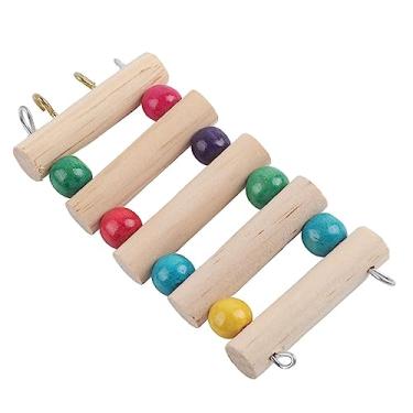 Imagem de HEEPDD Brinquedo de gaiola de pássaro, suportes de poleiro de mesa de pássaros ponte de escalada escadas de madeira para periquito de conure periquito Budgie Cockatiels Lovebirds P 5 passos 6 x 12 cm