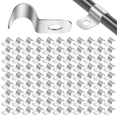 Imagem de Braçadeira de conduíte Xindojuz 100 peças, clipes de cabo externo de 1/4 polegada com um furo, grampos de fio de aço zincado clipes de cabo de parafuso para gerenciamento de fios de montagem na parede
