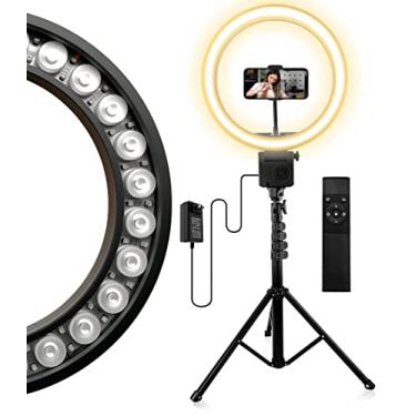 Imagem de Anel de luz LED de 30,5 cm com suporte de tripé e suporte de telefone, lâmpada LED de alta potência de 24 W, luz de halo de selfie para fotografia/maquiagem/vlog/transmissão ao vivo