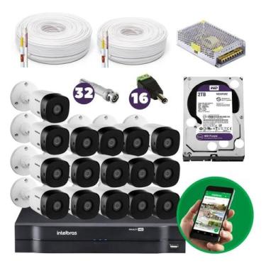 Imagem de Kit 16 Câmeras Segurança Intelbras Full Hd 1080p 1220b + 2tb