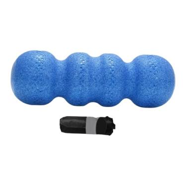 Imagem de Ysyqkn Rolo de massagem com bola de amendoim para costas, pés, massagem para fascite, com bolsa de armazenamento para cintura, braços, pernas, treinamento, Azul 55 Graus