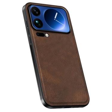 Imagem de LYJSMGZ Capa à prova de choque para Xiaomi 17 Pro Max/17 Pro/17, capa de PU fosca antiderrapante fina capa de negócios, marrom, 17