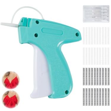 Imagem de Mini pistola de costura de etiquetagem aqua e branca para roupas - pistola de etiquetagem grampeador de roupas ferramenta de costura de bainha pistola de costura com 6 agulhas e 2000 fixadores pretos