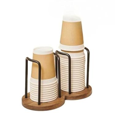 Imagem de Porta Copos Descartáveis, Suporte de Parede e Bancada para Organizar Copos de Papel(DUPLO PRETO)
