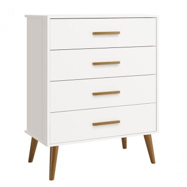 Imagem de Cômoda Gaveteira Retrô Isis Branco Fosco - Moveisaqui