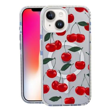 Imagem de Capa Leaf Cherry para iPhone 14, compatível com MagSafe, capa fosca macia e fina à prova de choque, antiimpressões digitais, antiamarelamento, antiarranhões, capa de telefone magnética para Apple
