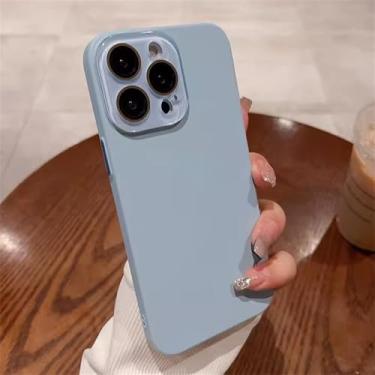 Imagem de Capa protetora de lente de cobertura total fosca simples para iPhone 16, 15, 14, 13, 12, 11 Pro Max Plus, capa rígida de PC ultrafina, azul claro, para iPhone 11 Pro