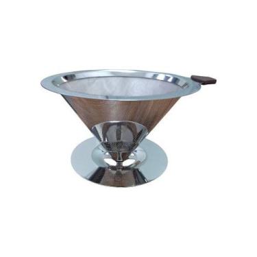 Imagem de Coador De Café Reutilizável Inox Funil 125 mm Com Base Agroprime ( YJ 
