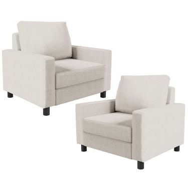 Imagem de Kit 02 Poltronas Malta L02 Linho Cru