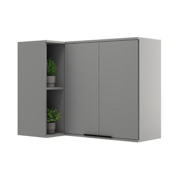 Imagem de Armário Aéreo Cozinha Modulado Alpha 2505 Canto Reto C- 2 Portas 94cm Cinza - Carraro