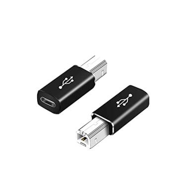 Imagem de Bols Adaptador USB C fêmea para MIDI, adaptador USB C para USB B (2 pacotes), compatível com impressoras, MIDI, pianos elétricos, sintetizadores e mais dispositivos/laptops tipo C, etc. (Preto)..